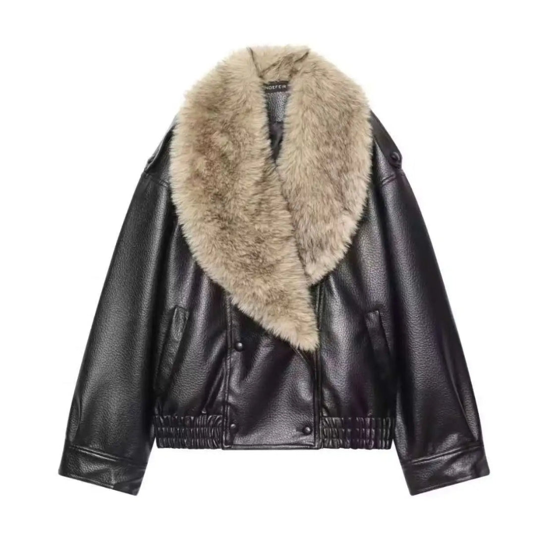 Valerya Loose Faux Leather Jacket Fashion