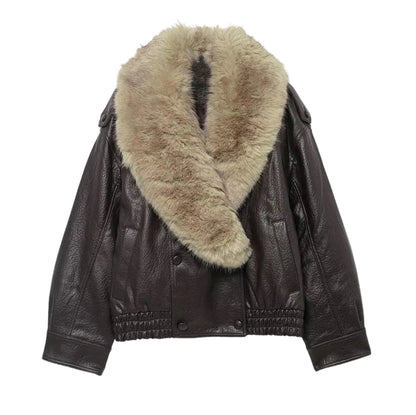 Valerya Loose Faux Leather Jacket Fashion