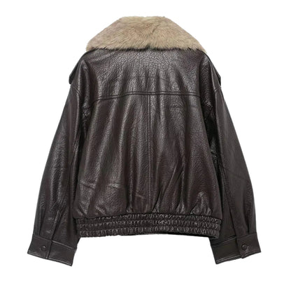 Valerya Loose Faux Leather Jacket Fashion
