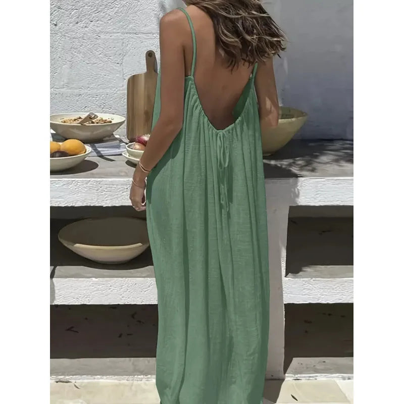 Valerya Riviera Backless Maxi Dress