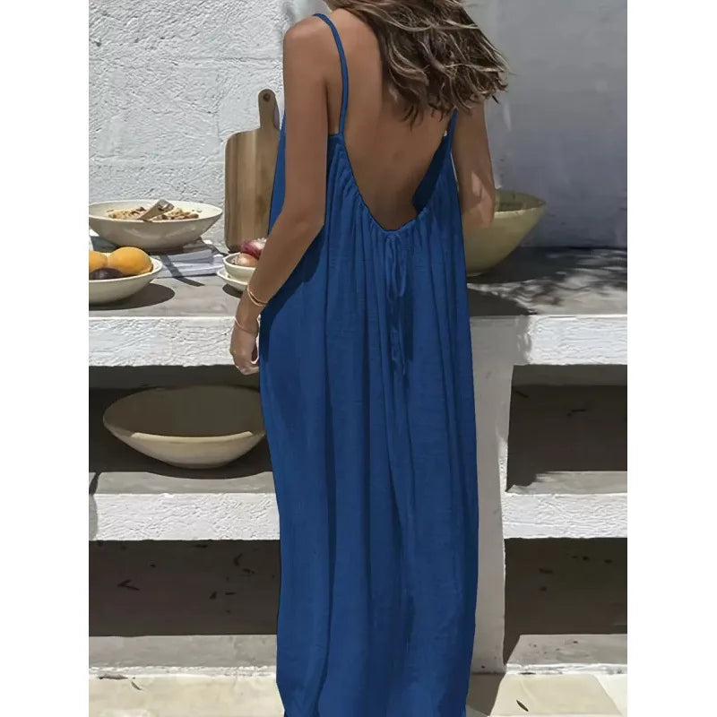 Valerya Riviera Backless Maxi Dress