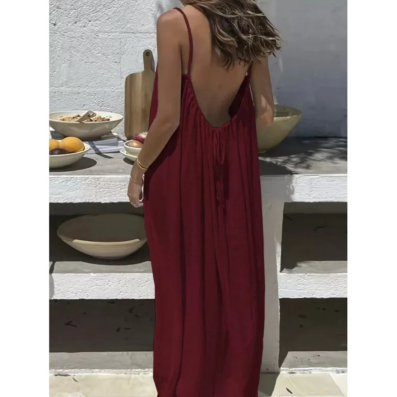 Valerya Riviera Backless Maxi Dress