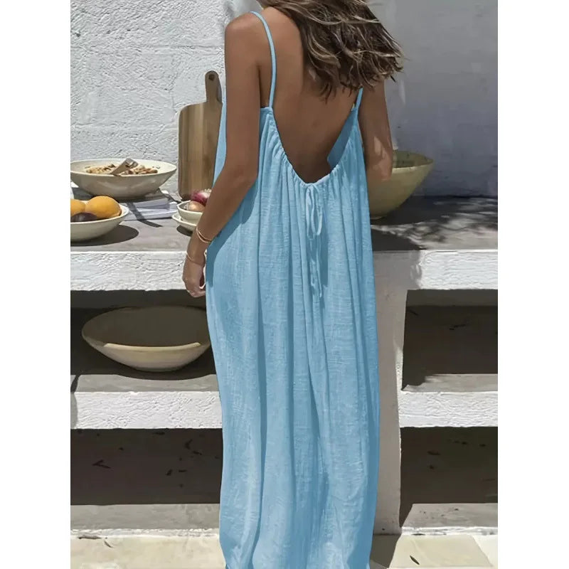 Valerya Riviera Backless Maxi Dress