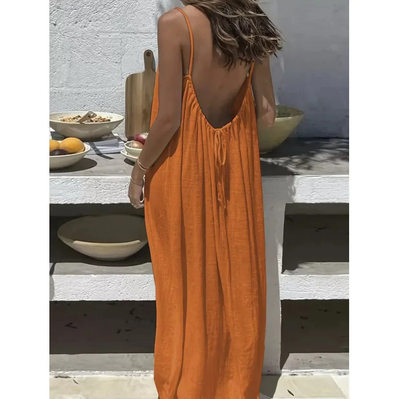Valerya Riviera Backless Maxi Dress