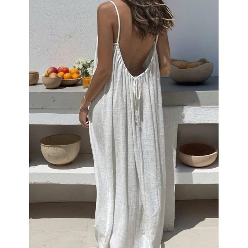 Valerya Riviera Backless Maxi Dress