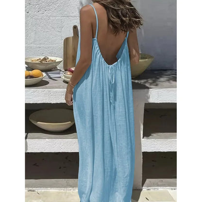 Valerya Riviera Backless Maxi Dress