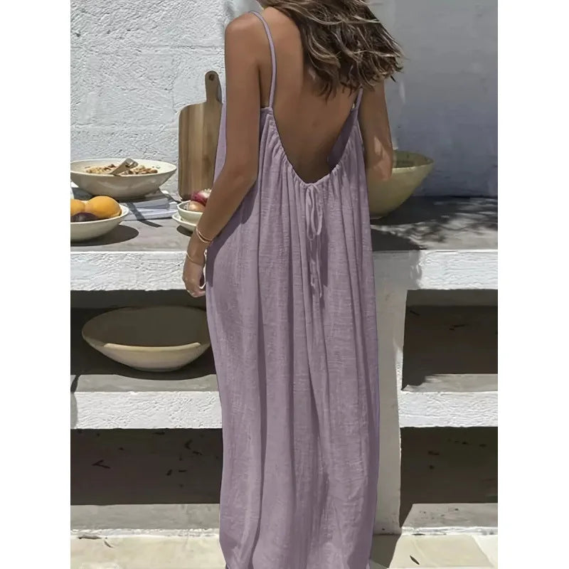 Valerya Riviera Backless Maxi Dress