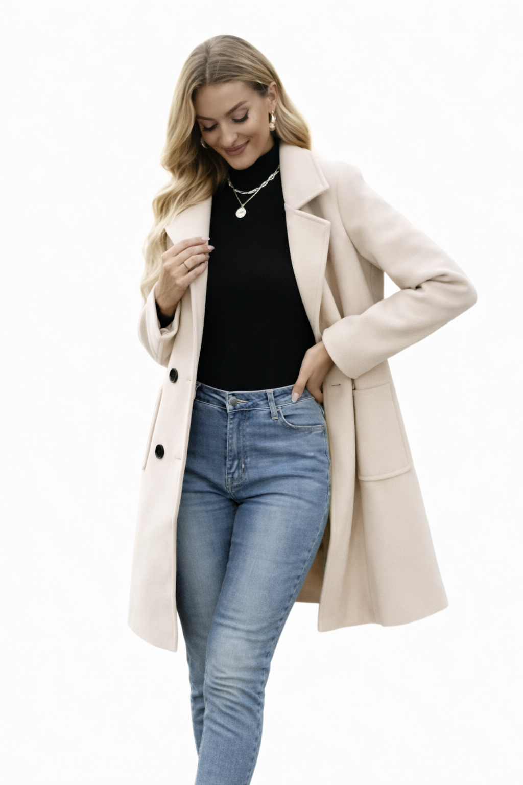 Valerya Wool Blend Mid-Length Coat