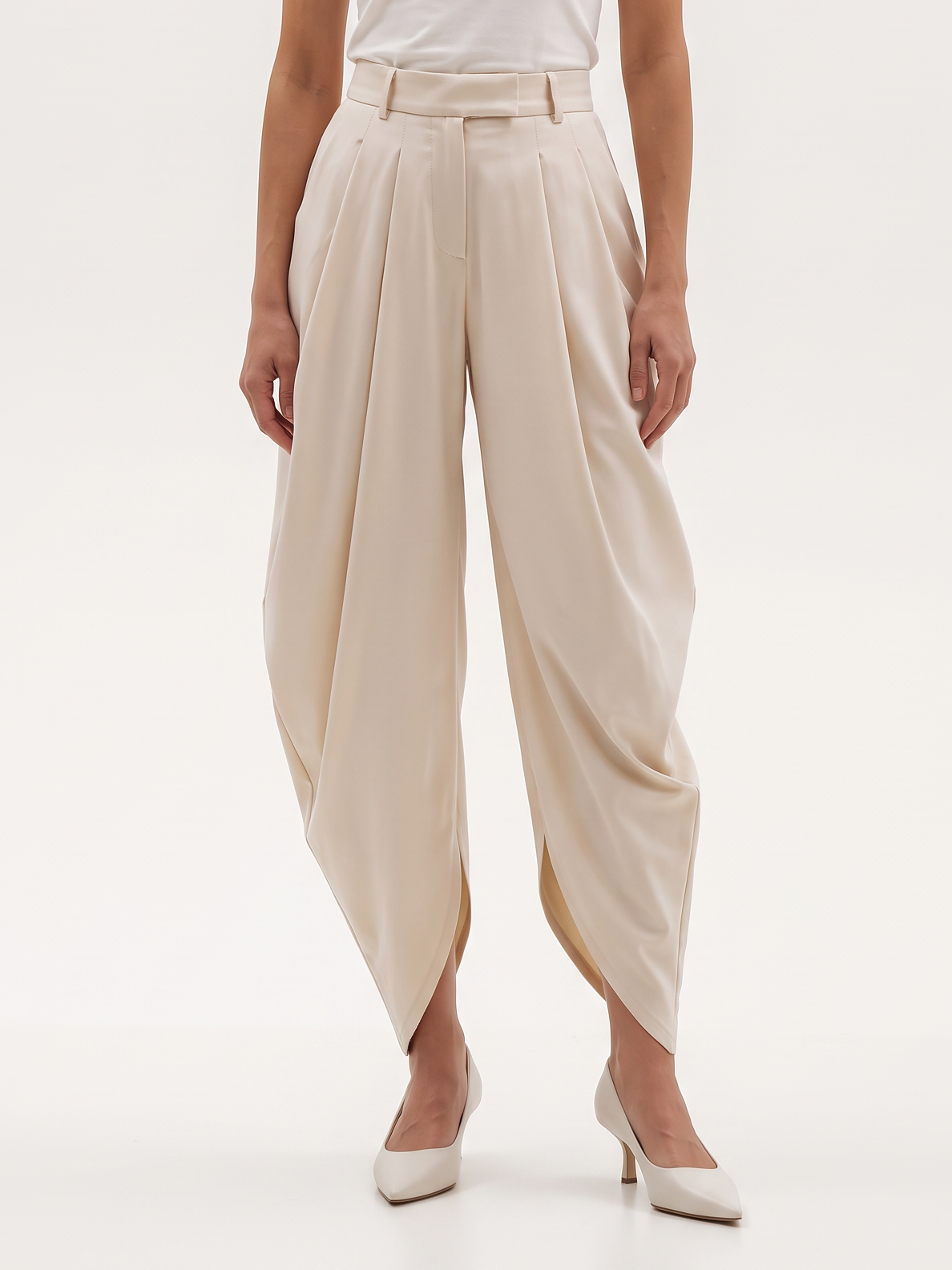 Sienna Draped Pants — BEIGE — principal clean