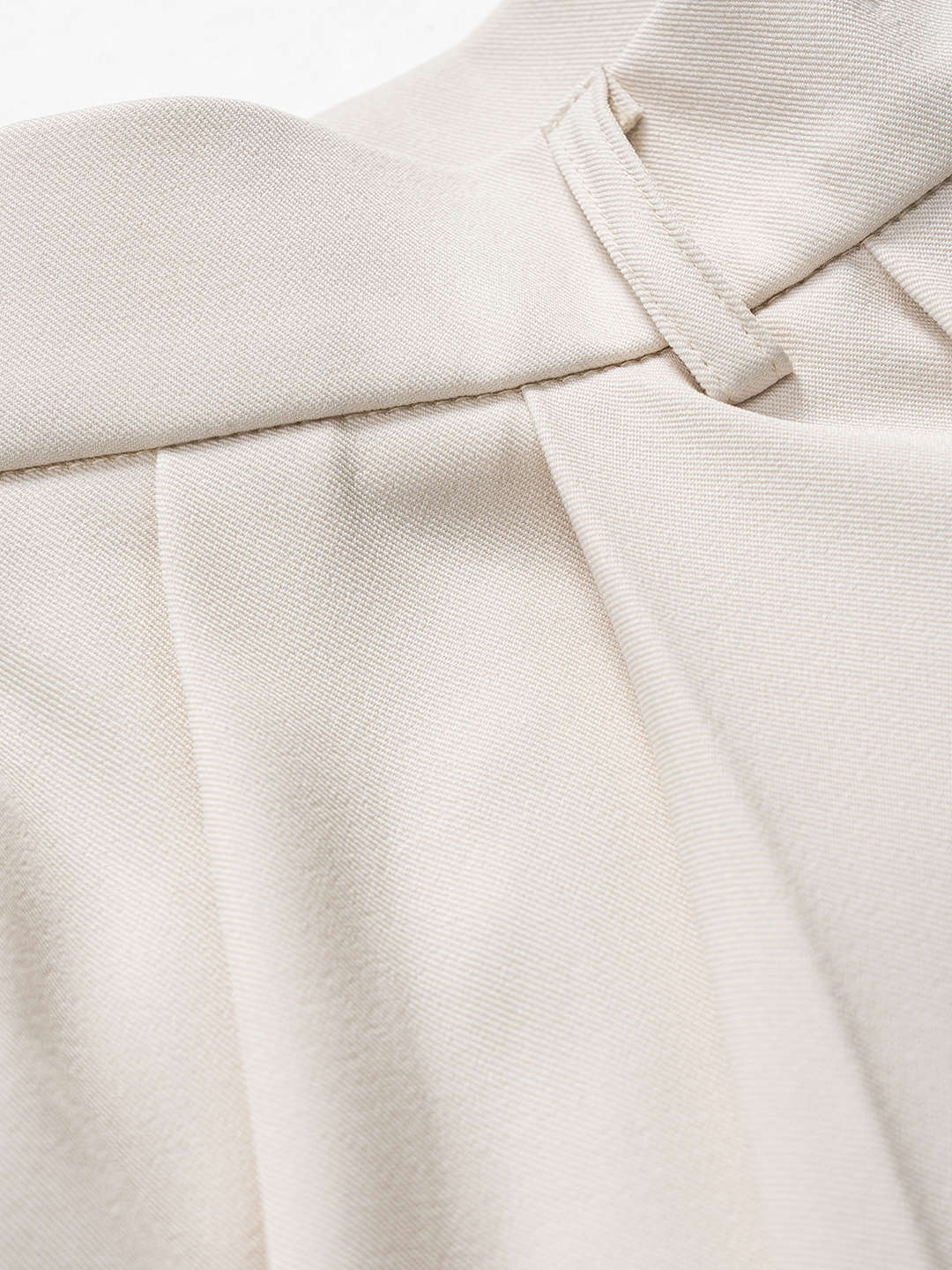 Sienna Draped Pants — BEIGE — waistband and fabric detail